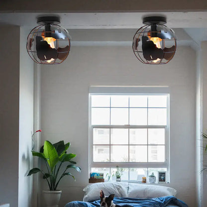 Modern black & white world map globe ceiling light shade living room