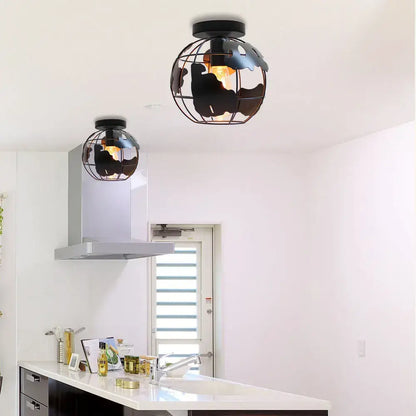 Modern black & white world map globe ceiling light shade living room