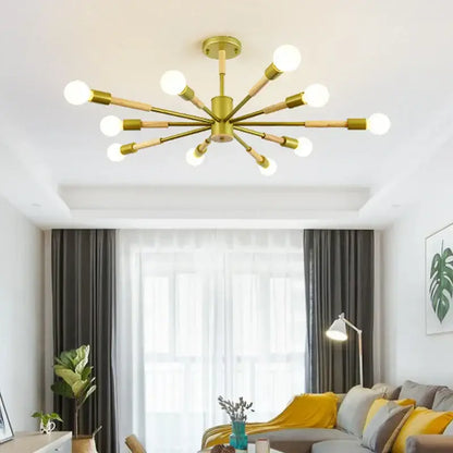 Modern black & wood led wooden ceiling light for living room