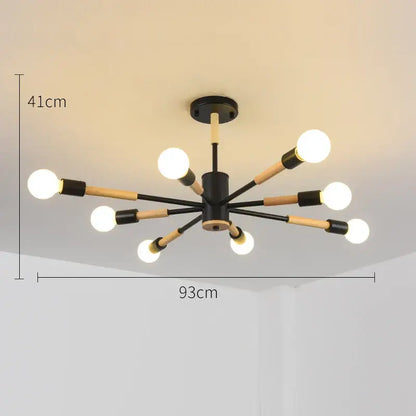 Modern black & wood led wooden ceiling light for living room
