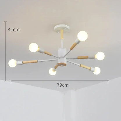 Modern black & wood led wooden ceiling light for living room