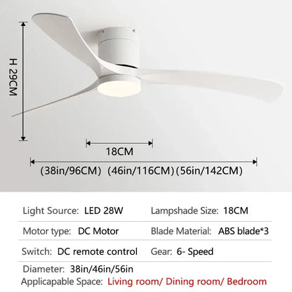Modern black wooden ceiling fan with led light and remote bedroom