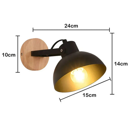Modern black wooden wall light living room antler sconce