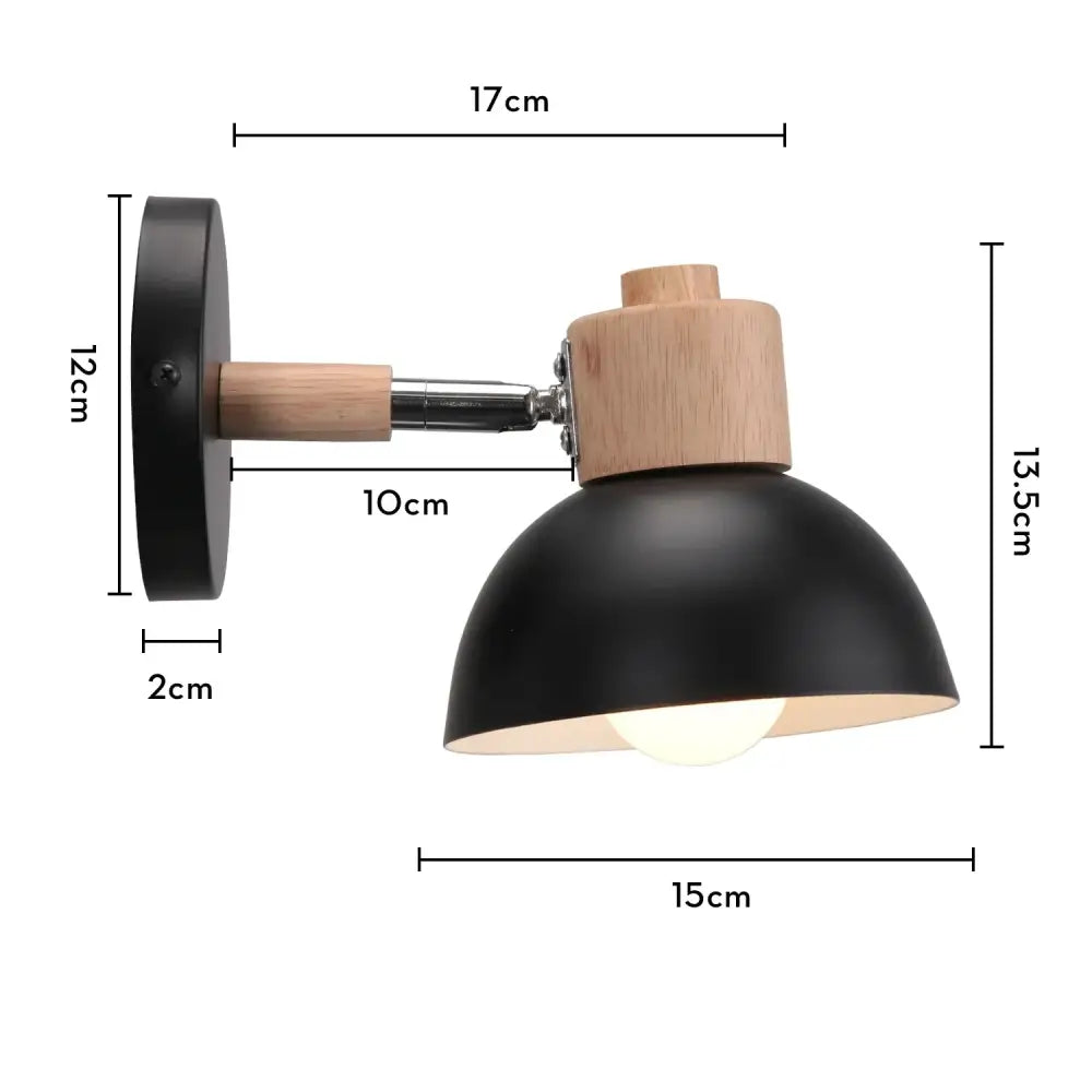 Modern black wooden wall light living room antler sconce