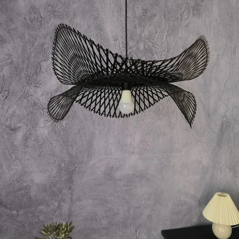 Modern black woven metal pendant light kitchen butterfly design