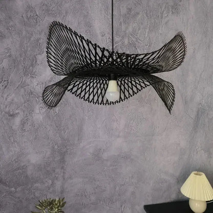 Modern black woven metal pendant light kitchen butterfly design