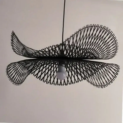Modern black woven metal pendant light kitchen butterfly design