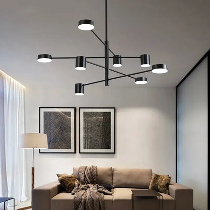 Modern black wrought iron chandelier – living room radial light
