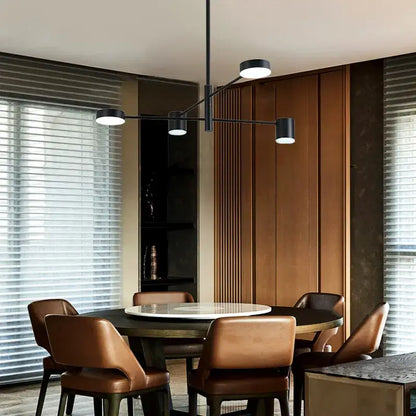 Modern black wrought iron chandelier – living room radial light