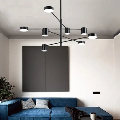 Modern black wrought iron chandelier – living room radial light