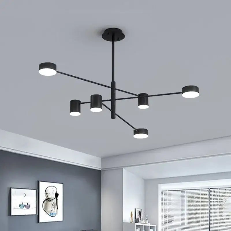 Modern black wrought iron chandelier – living room radial light
