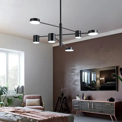 Modern black wrought iron chandelier – living room radial light