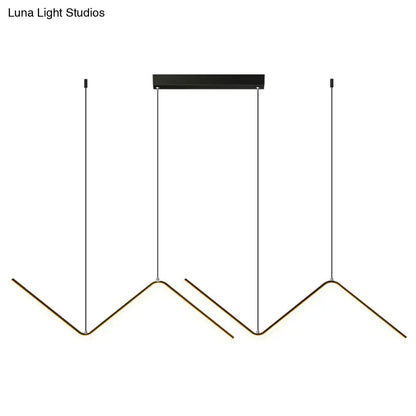 Modern black z-shaped led suspension light fixture – dining room