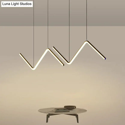 Modern black z-shaped led suspension light fixture – dining room