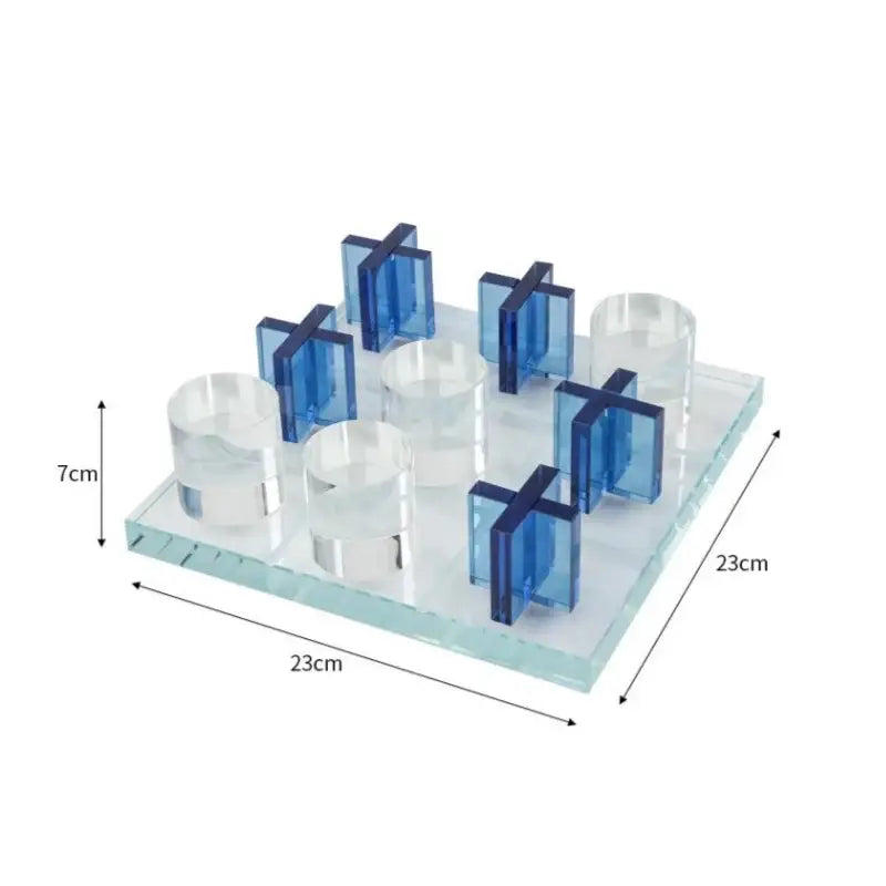Modern blue acrylic crystal chessboard living room set