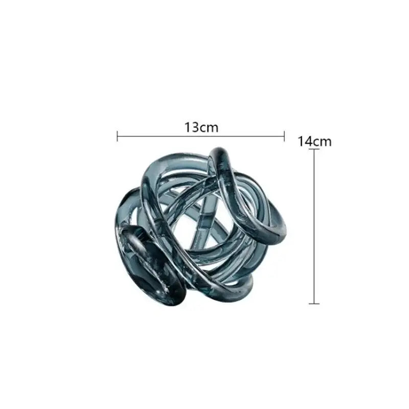 Modern blue amber and gray glass coil ball decorative figurine living room decor