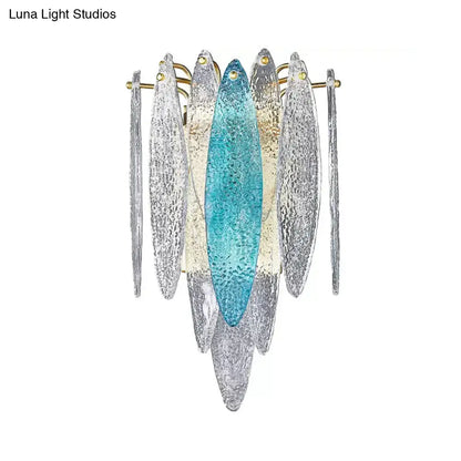 Modern blue & amber glass fish wall lamp living room led sconce