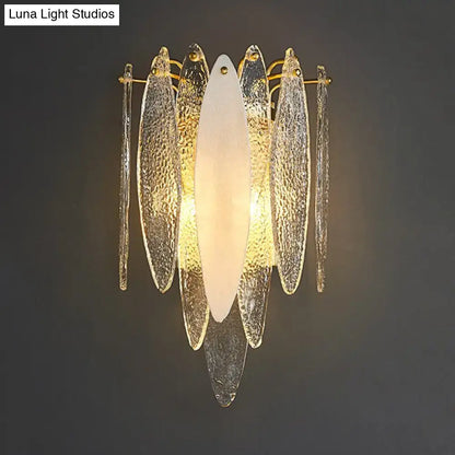 Modern blue & amber glass fish wall lamp living room led sconce