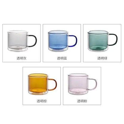 Modern blue amber & green glass mugs set dining room cups