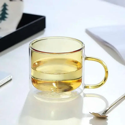Modern blue amber & green glass mugs set dining room cups