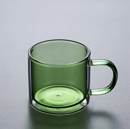 Modern blue amber & green glass mugs set dining room cups