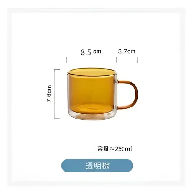 Modern blue amber & green glass mugs set dining room cups