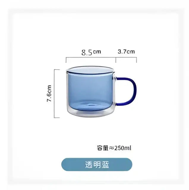 Modern blue amber & green glass mugs set dining room cups