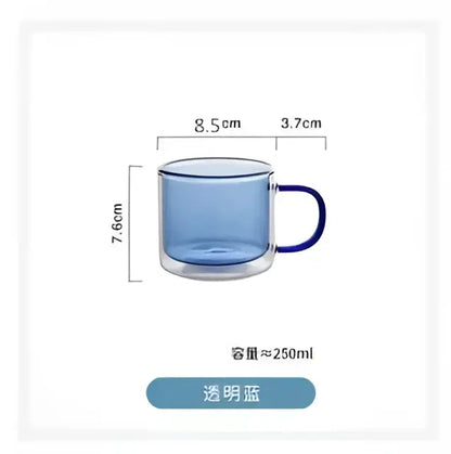 Modern blue amber & green glass mugs set dining room cups