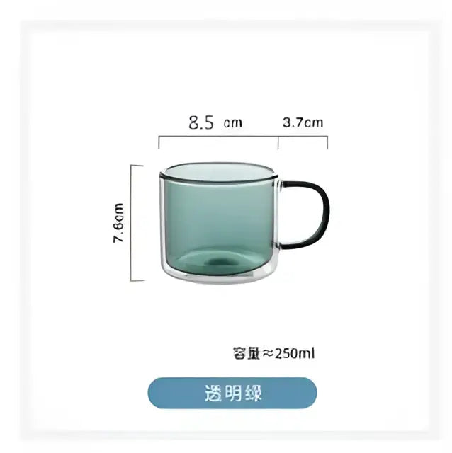 Modern blue amber & green glass mugs set dining room cups