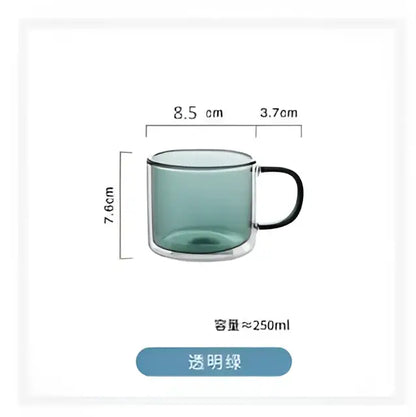 Modern blue amber & green glass mugs set dining room cups
