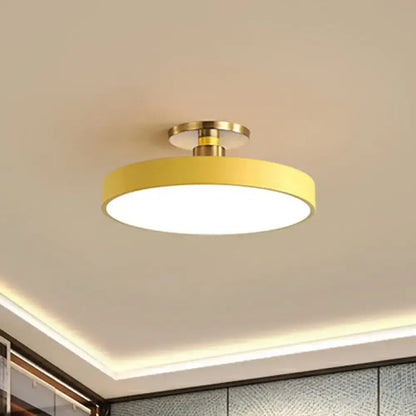 Modern blue and gold round flush mount ceiling light for bedroom