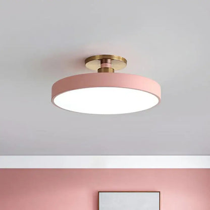 Modern blue and gold round flush mount ceiling light for bedroom