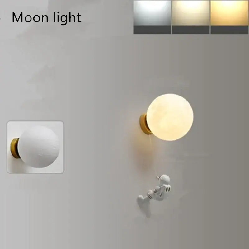 Modern blue astronaut moon wall lamp bedroom globe light