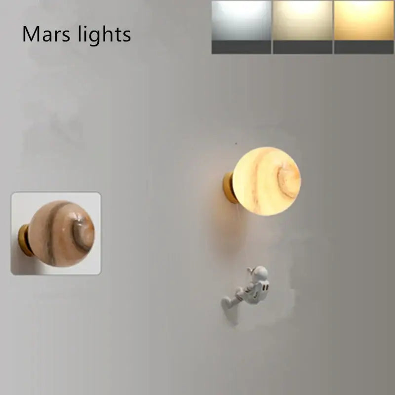 Modern blue astronaut moon wall lamp bedroom globe light
