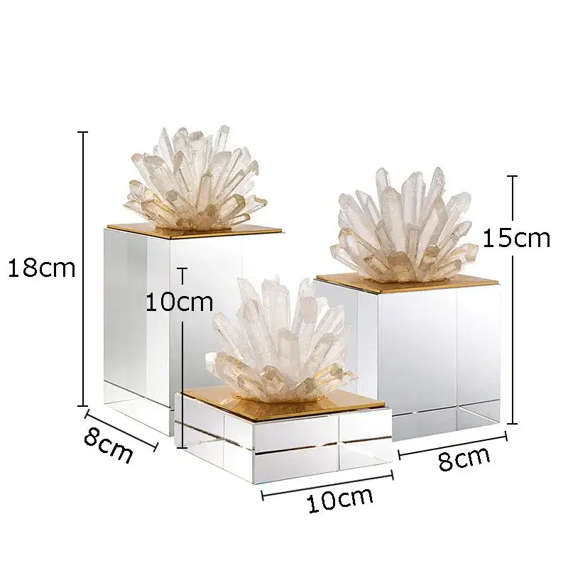 Modern blue crystal flower marble base sculpture living room decor