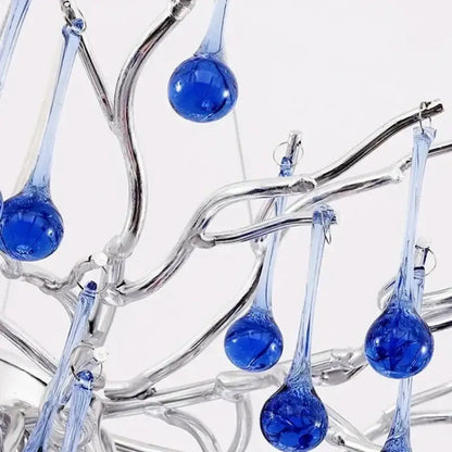 Modern blue crystal led pendant light living room tree chandelier