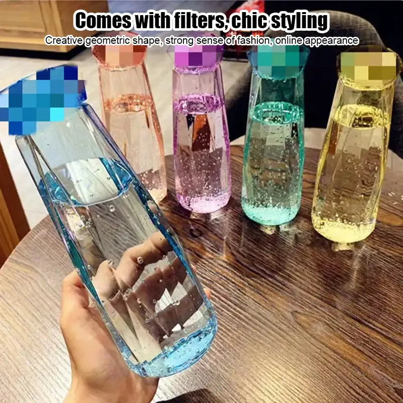 Modern blue diamond water bottle for kitchen and sport travel