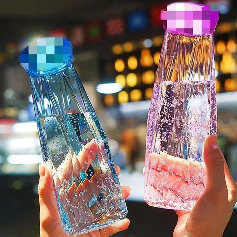 Modern blue diamond water bottle for kitchen and sport travel