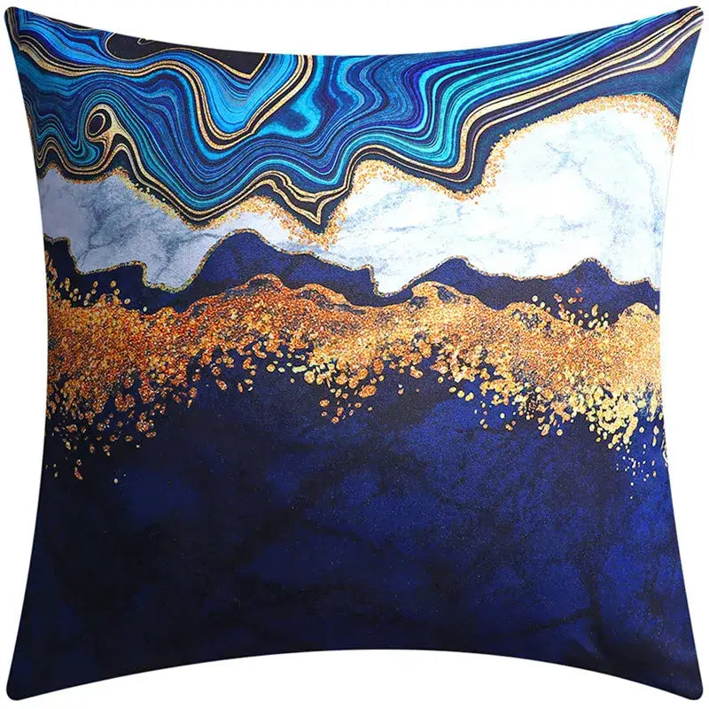 Modern blue floral cushion cover set living room decor