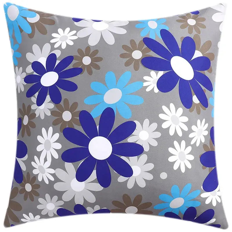 Modern blue floral cushion cover set living room decor
