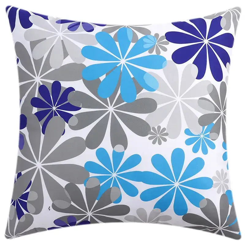 Modern blue floral cushion cover set living room decor