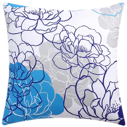 Modern blue floral cushion cover set living room decor