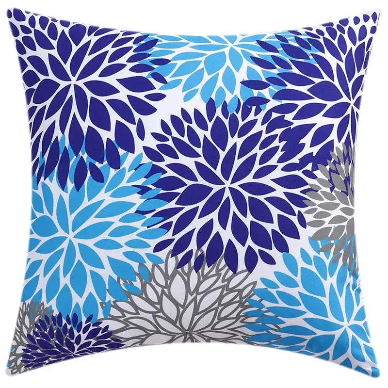 Modern blue floral cushion cover set living room decor