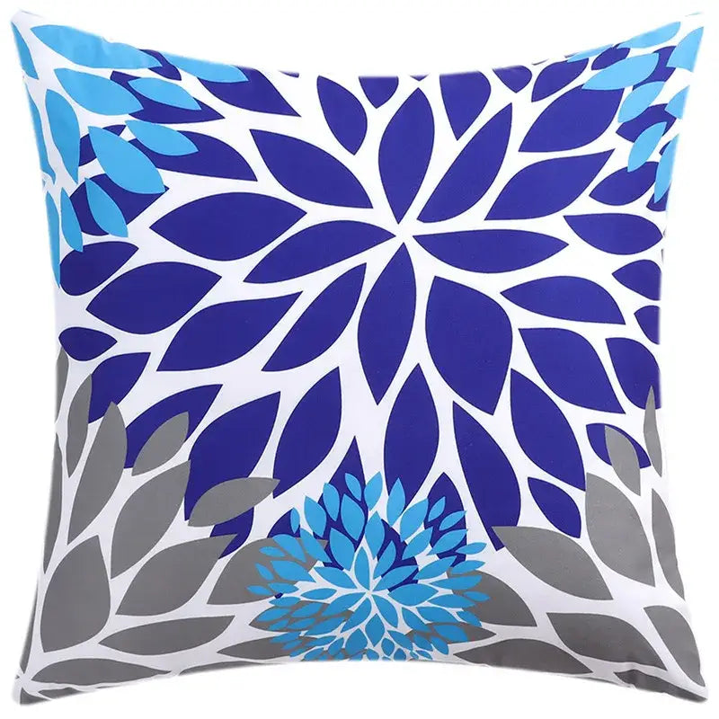 Modern blue floral cushion cover set living room decor