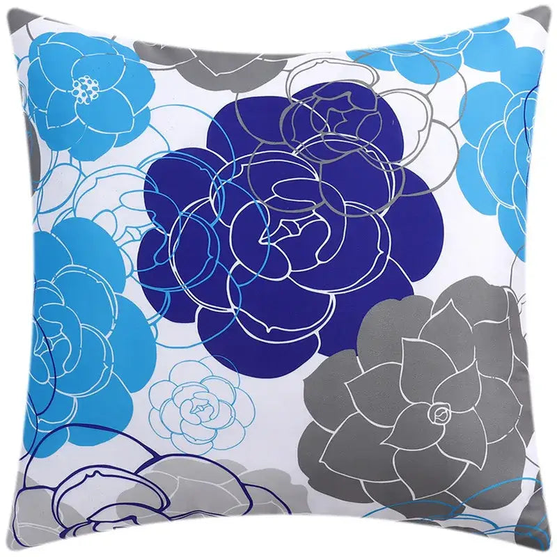 Modern blue floral cushion cover set living room decor