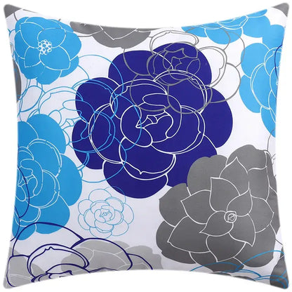 Modern blue floral cushion cover set living room decor