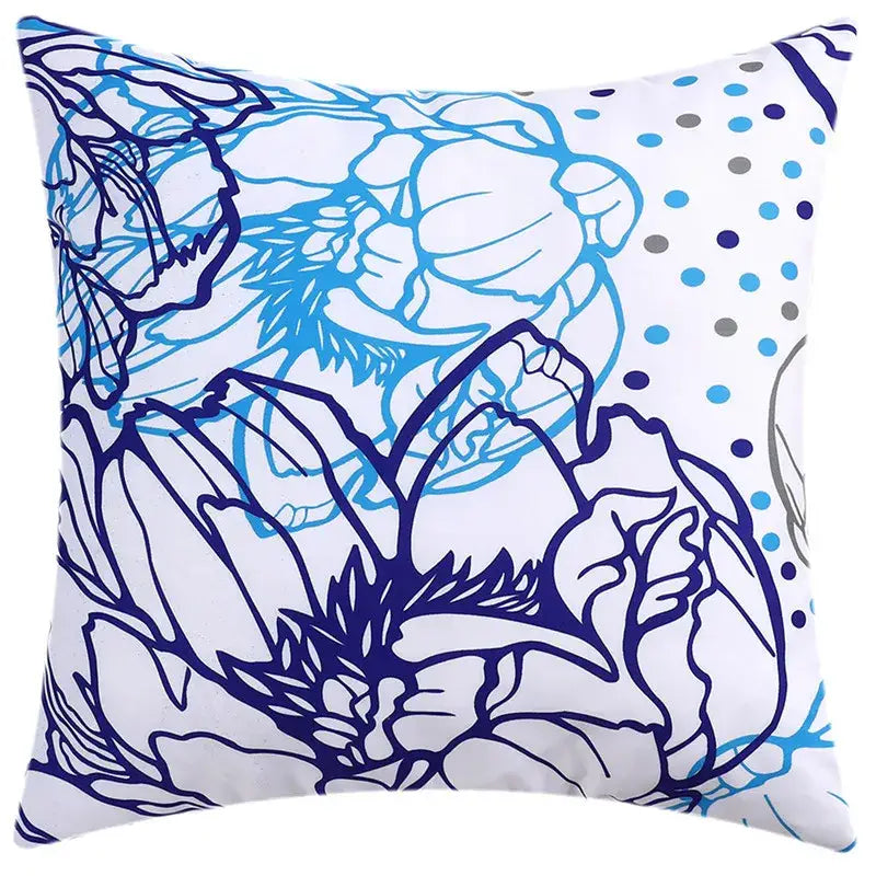 Modern blue floral cushion cover set living room decor
