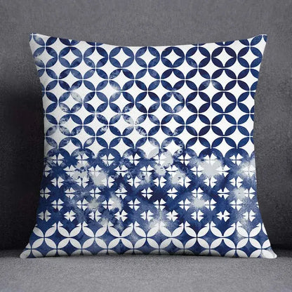 Modern blue geometric floral design pillowcase living room cushion