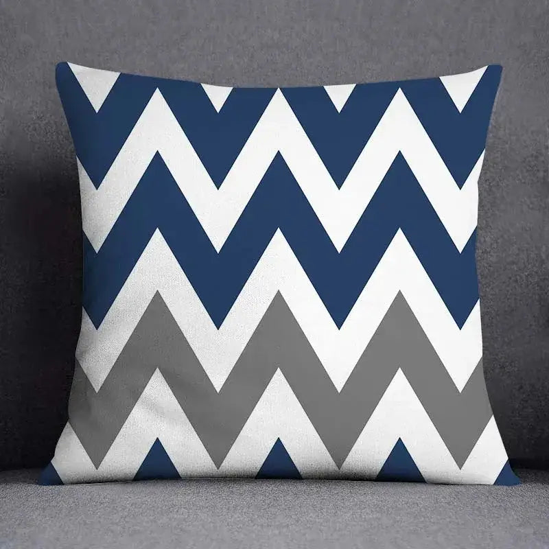 Modern blue geometric floral design pillowcase living room cushion