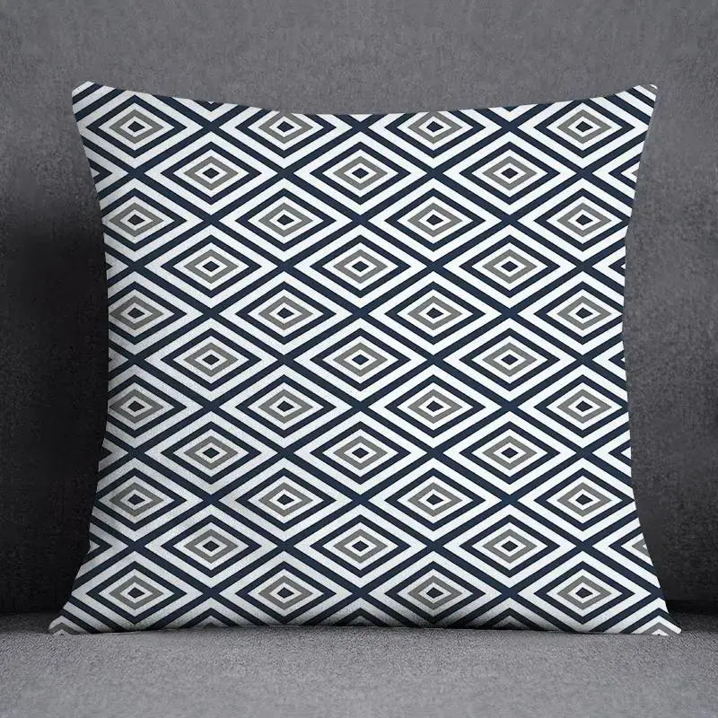 Modern blue geometric floral design pillowcase living room cushion